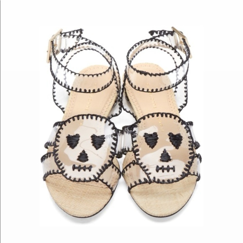 Charlotte Olympia Lupita PVC Skull Sandal Flat Strap